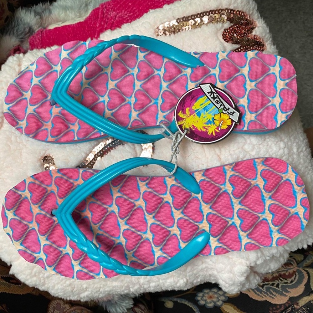 Pink Heart Flip Flops